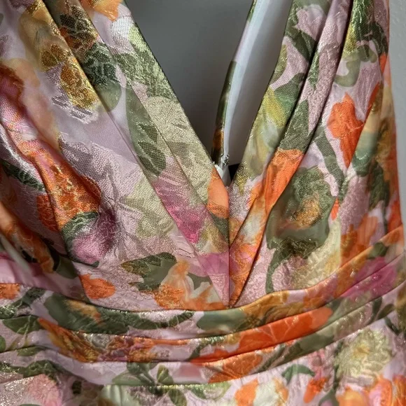 NWT Adrianna Papell- Multi Floral Jacquard Midi Dress Sz 14 - Picture 15 of 16